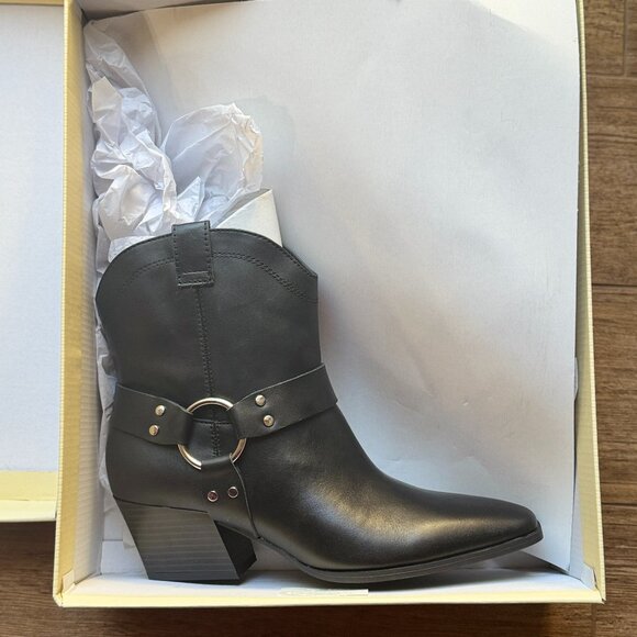New Open Edit Edenzo-Lea Boots Women's Size 8 M Black Cowgirl Booties Pointy Toe - Picture 10 of 11
